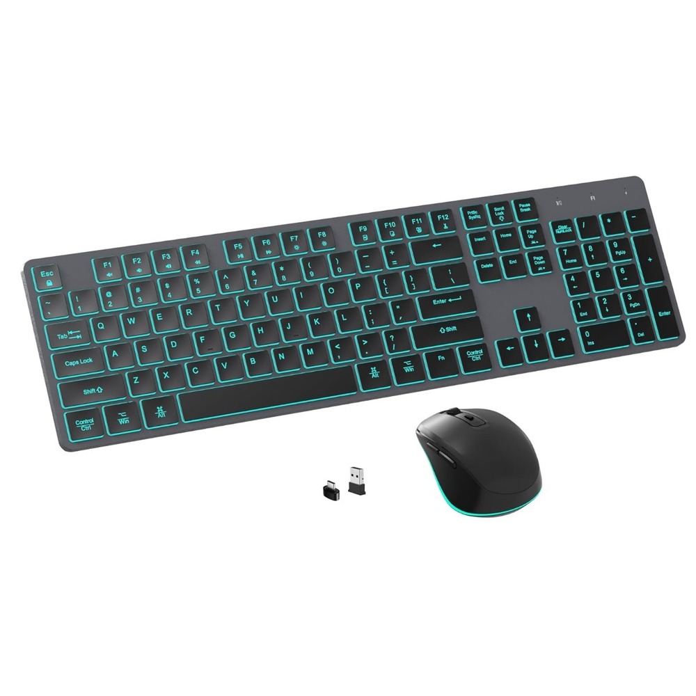 POWZAN Backlit Wireless Keyboard and Mouse RF425S(keyboard+mouse combo) ‎ NEW
